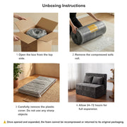 Oak & Birch Boneless Foldout Frameless Floor Sofa – Chaise & Sleeper Twin Dark Gray