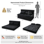 Oak & Birch Boneless Foldout Frameless Floor Sofa – Chaise & Sleeper Queen Black