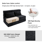 Oak & Birch Boneless Foldout Frameless Floor Sofa – Chaise & Sleeper Queen Black