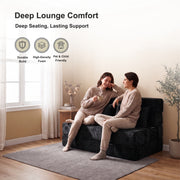 Oak & Birch Boneless Foldout Frameless Floor Sofa – Chaise & Sleeper Queen Black