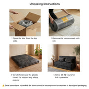 Oak & Birch Boneless Foldout Frameless Floor Sofa – Chaise & Sleeper Queen Black