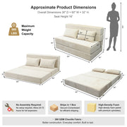 Oak & Birch Boneless Foldout Frameless Floor Sofa – Chaise & Sleeper Queen Cream