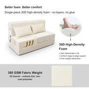 Oak & Birch Boneless Foldout Frameless Floor Sofa – Chaise & Sleeper Queen Cream