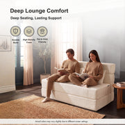 Oak & Birch Boneless Foldout Frameless Floor Sofa – Chaise & Sleeper Queen Cream