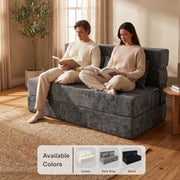 Oak & Birch Boneless Foldout Frameless Floor Sofa – Chaise & Sleeper Queen Dark Gray