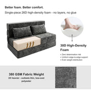 Oak & Birch Boneless Foldout Frameless Floor Sofa – Chaise & Sleeper Queen Dark Gray