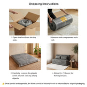 Oak & Birch Boneless Foldout Frameless Floor Sofa – Chaise & Sleeper Queen Dark Gray