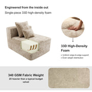Oak & Birch Soft Haven Curved Boneless Modular Sofa — Plush Velvet Sectional Armless Chair Cream