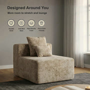 Oak & Birch Soft Haven Curved Boneless Modular Sofa — Plush Velvet Sectional Armless Chair Cream