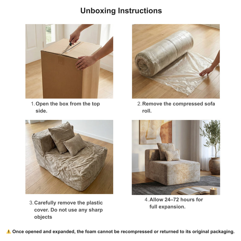 Oak & Birch Soft Haven Curved Boneless Modular Sofa — Plush Velvet Sectional Armless Chair Cream