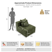 Oak & Birch Soft Haven Curved Boneless Modular Sofa — Plush Velvet Sectional Armless Chair Olive