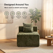 Oak & Birch Soft Haven Curved Boneless Modular Sofa — Plush Velvet Sectional Armless Chair Olive