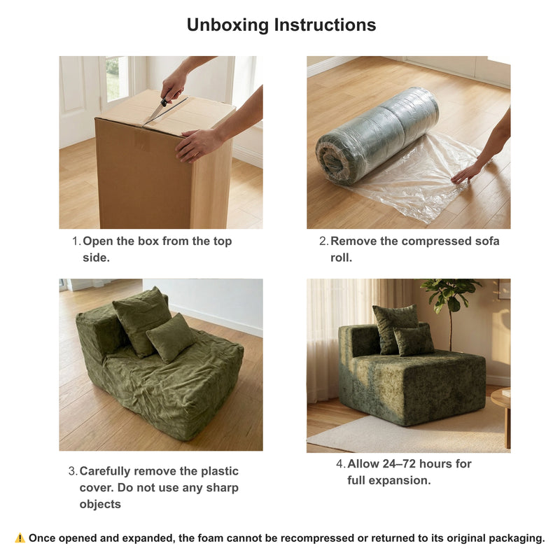 Oak & Birch Soft Haven Curved Boneless Modular Sofa — Plush Velvet Sectional Armless Chair Olive