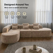 Oak & Birch Soft Haven Curved Boneless Modular Sofa — Plush Velvet Sectional 3-Seater Cream