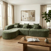 Oak & Birch Soft Haven Curved Boneless Modular Sofa — Plush Velvet Sectional 3-Seater Olive