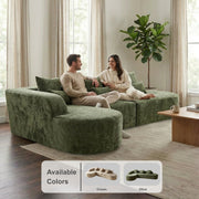 Oak & Birch Soft Haven Curved Boneless Modular Sofa — Plush Velvet Sectional 3-Seater Olive
