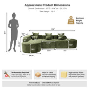 Oak & Birch Soft Haven Curved Boneless Modular Sofa — Plush Velvet Sectional 3-Seater Olive