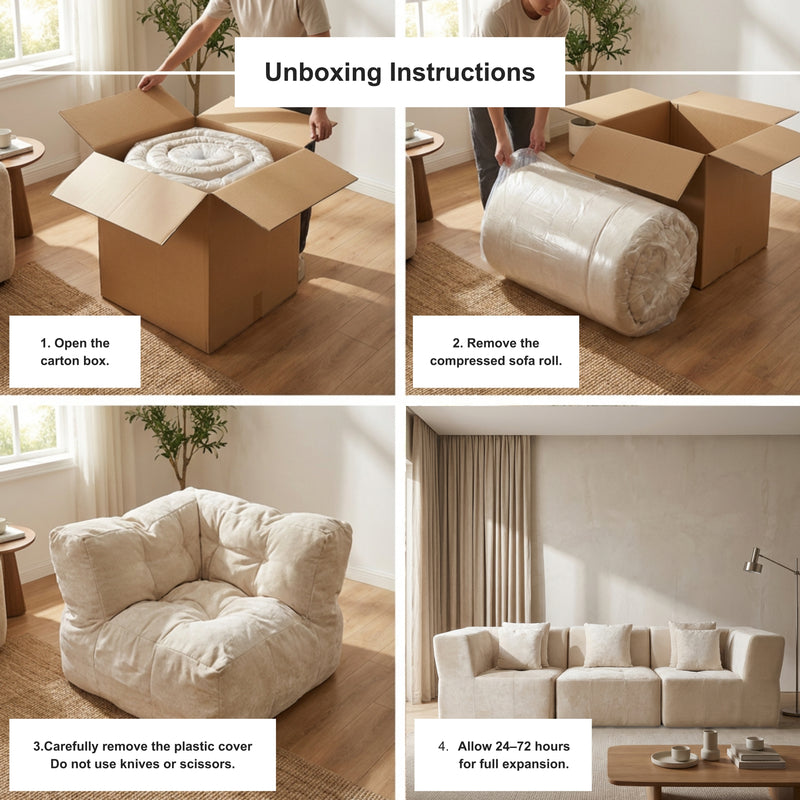 Boneless Modular Sectional Couch in a Box with Ottoman | Oak & Birch