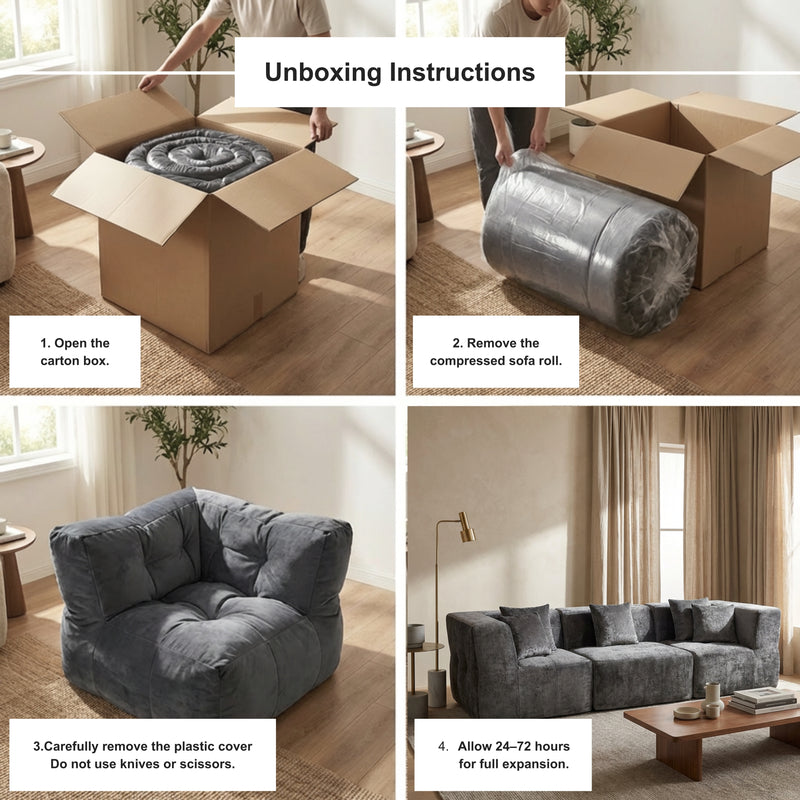 Boneless Modular Sectional Sofa in a Box — Deep Seat | Oak & Birch