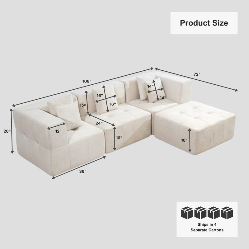 Boneless Modular Sectional Couch in a Box with Ottoman | Oak & Birch