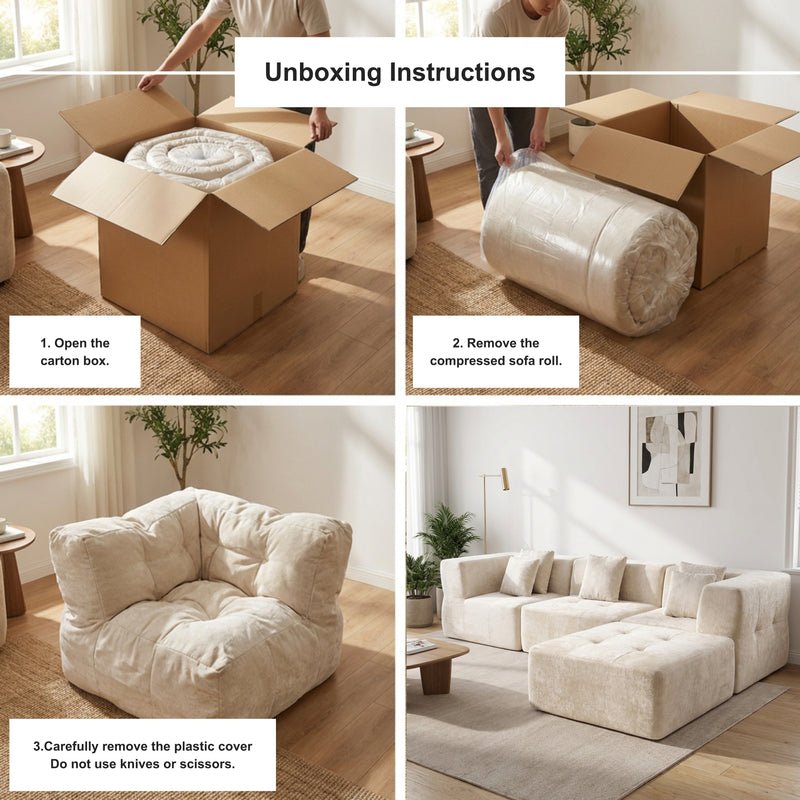 Boneless Modular Sectional Couch in a Box with Ottoman | Oak & Birch