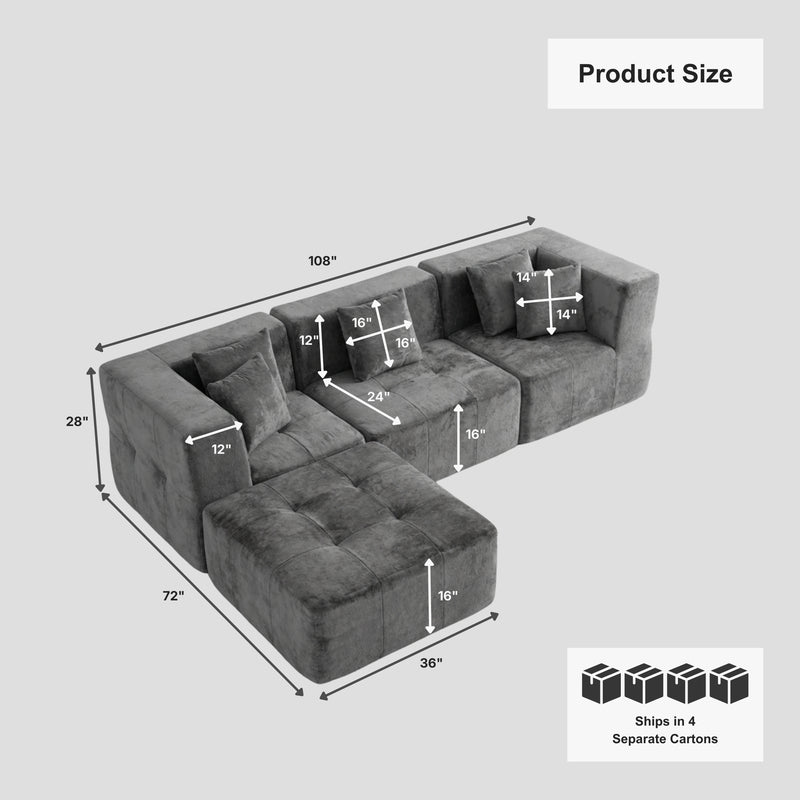 Boneless L-Shaped Sectional Sofa — Modular, No Assembly | Oak & Birch