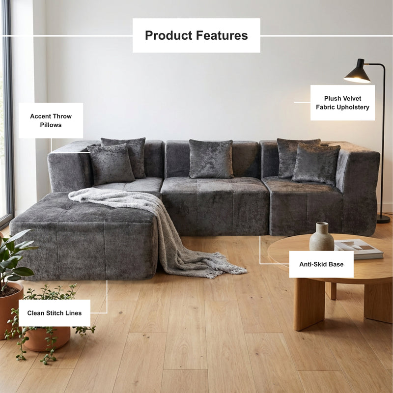 Boneless Modular Sectional Couch in a Box with Ottoman | Oak & Birch