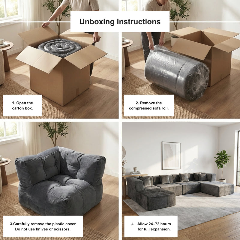 Boneless Modular Sectional Couch in a Box with Ottoman | Oak & Birch