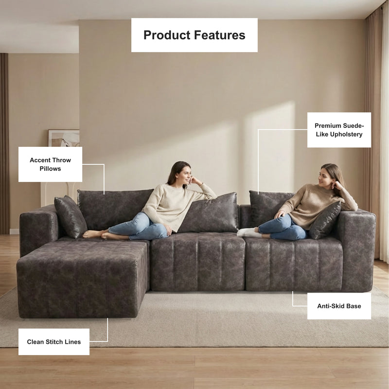 Boneless Deep Seat L-Shaped Sectional Sofa — Modular, No Assembly | Oak & Birch
