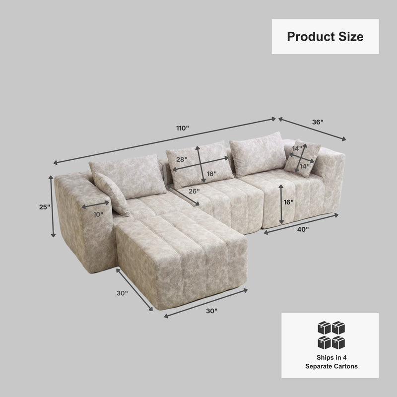 Boneless Deep Seat L-Shaped Sectional Sofa — Modular, No Assembly | Oak & Birch