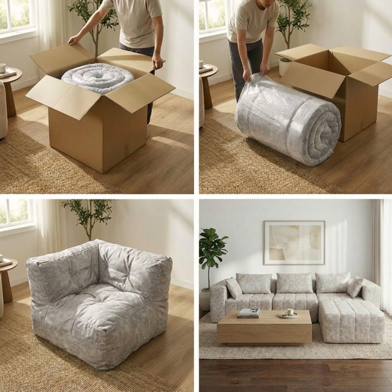 Boneless Deep Seat L-Shaped Sectional Sofa — Modular, No Assembly | Oak & Birch