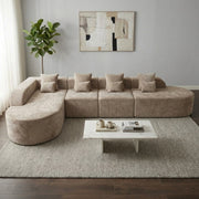 Oak & Birch Soft Haven Curved Boneless Modular Sofa — Plush Velvet Sectional 4-Seater Cream