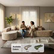 Oak & Birch Soft Haven Curved Boneless Modular Sofa — Plush Velvet Sectional 4-Seater Cream
