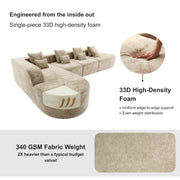 Oak & Birch Soft Haven Curved Boneless Modular Sofa — Plush Velvet Sectional 4-Seater Cream