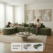 Oak & Birch Soft Haven Curved Boneless Modular Sofa — Plush Velvet Sectional 4-Seater Olive