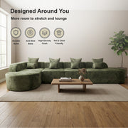 Oak & Birch Soft Haven Curved Boneless Modular Sofa — Plush Velvet Sectional 4-Seater Olive