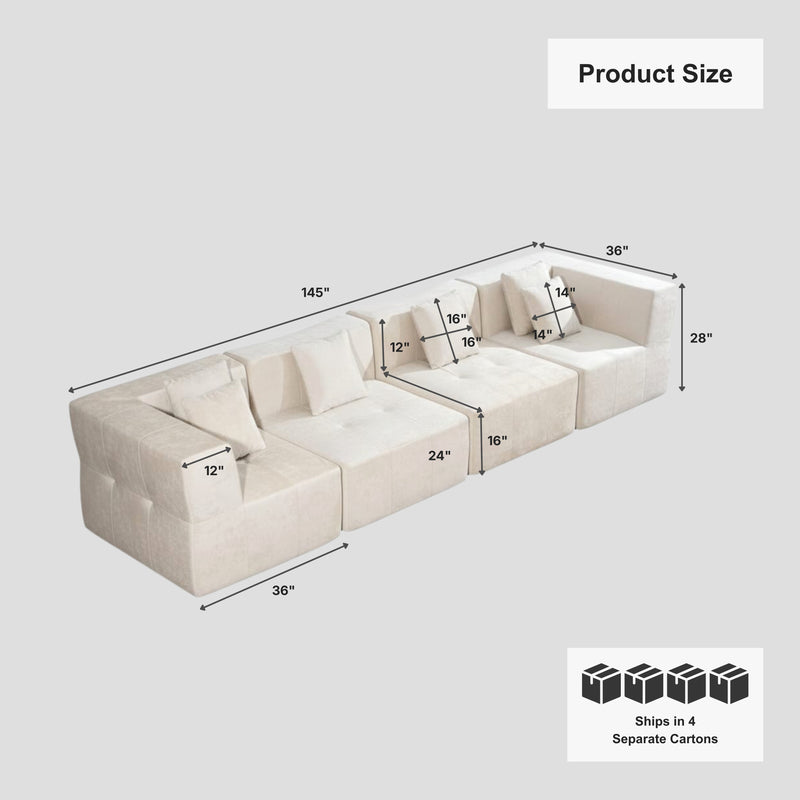Boneless Modular Sectional Sofa in a Box — Deep Seat | Oak & Birch