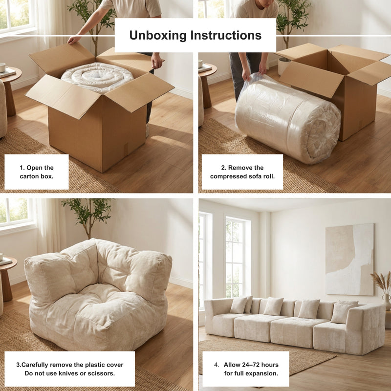 Boneless Modular Sectional Sofa in a Box — Deep Seat | Oak & Birch