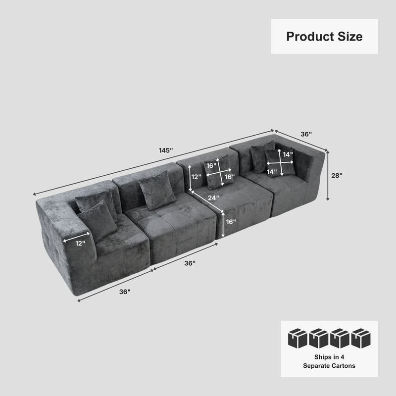 Boneless Modular Sectional Couch in a Box with Ottoman | Oak & Birch