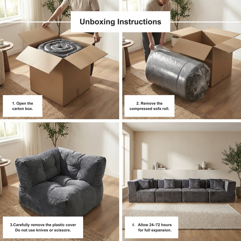 Boneless Modular Sectional Sofa in a Box — Deep Seat | Oak & Birch