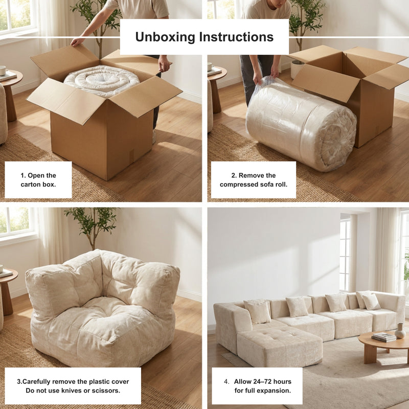 Boneless Modular Sectional Couch in a Box with Ottoman | Oak & Birch