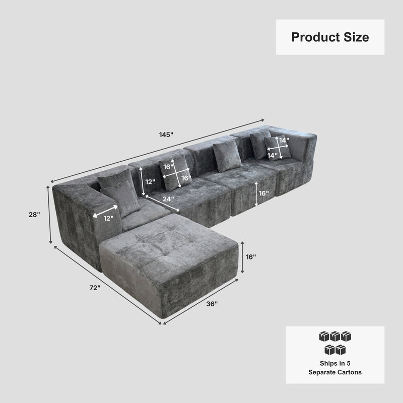 Boneless L-Shaped Sectional Sofa — Modular, No Assembly | Oak & Birch