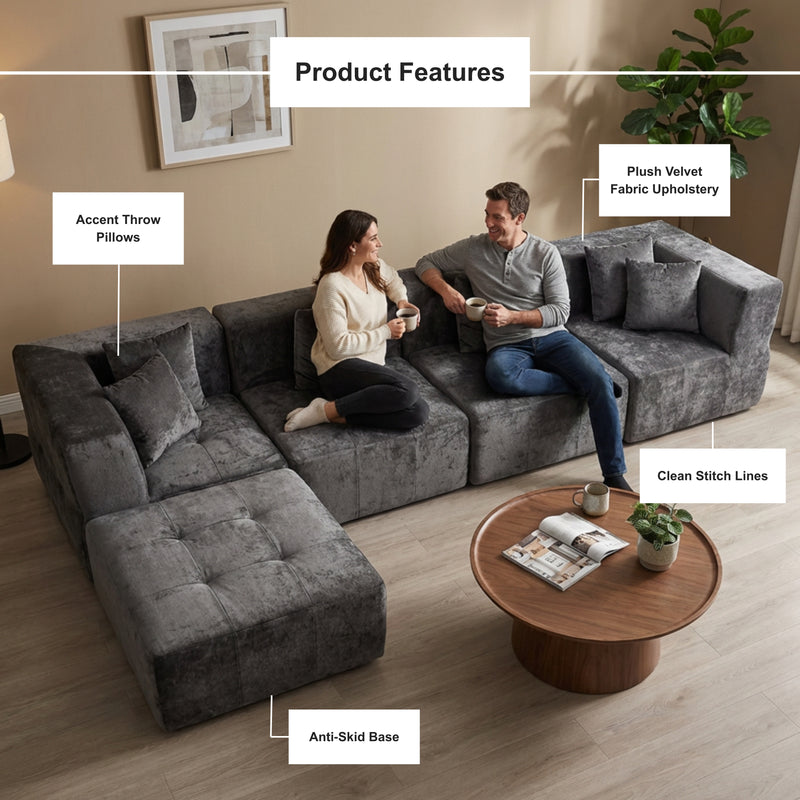 Boneless L-Shaped Sectional Sofa — Modular, No Assembly | Oak & Birch