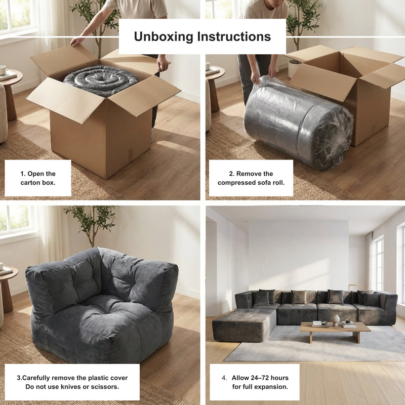 Boneless Modular Sectional Couch in a Box with Ottoman | Oak & Birch