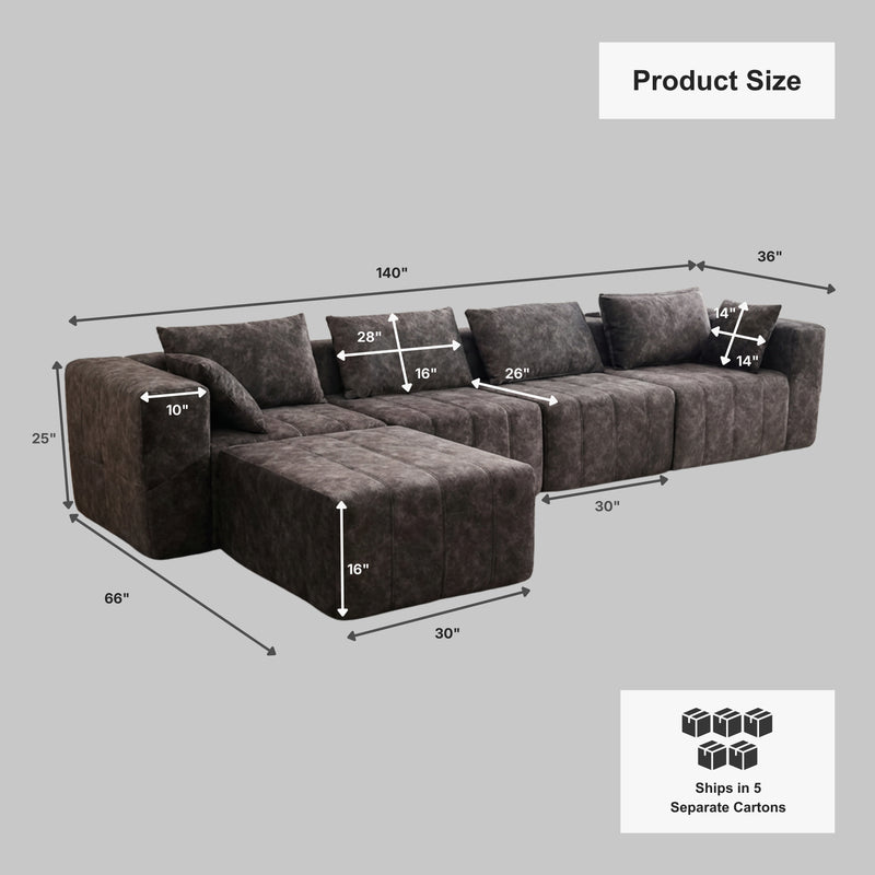 Boneless Deep Seat L-Shaped Sectional Sofa — Modular, No Assembly | Oak & Birch