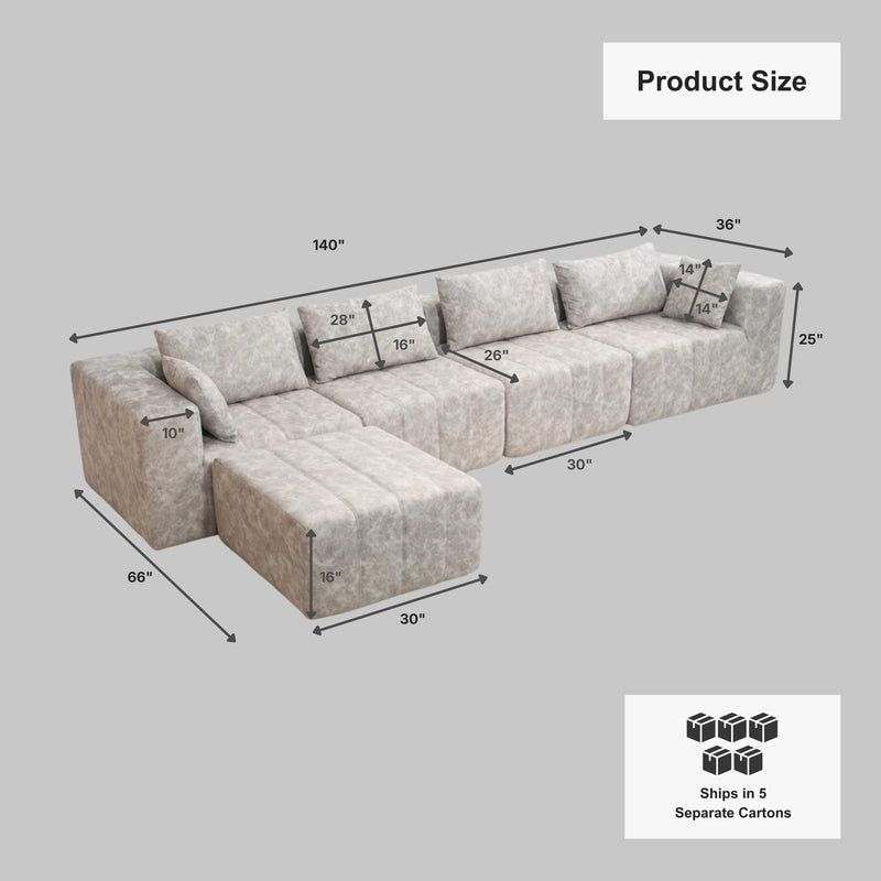 Boneless Deep Seat L-Shaped Sectional Sofa — Modular, No Assembly | Oak & Birch