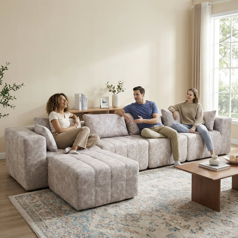 Boneless Deep Seat L-Shaped Sectional Sofa — Modular, No Assembly | Oak & Birch