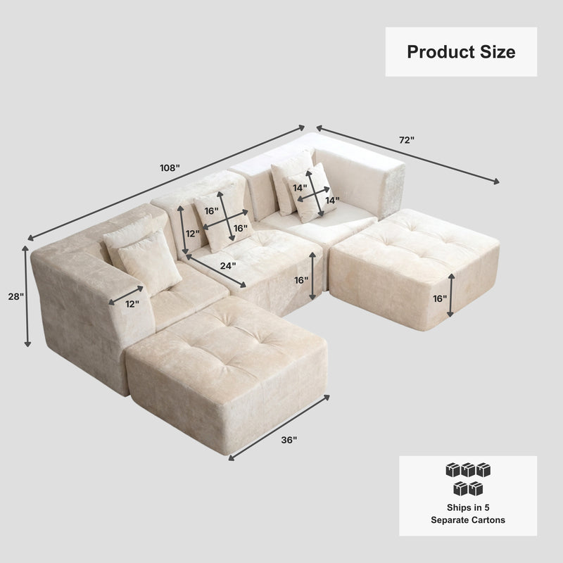 Boneless Modular Sectional Couch in a Box with Ottoman | Oak & Birch