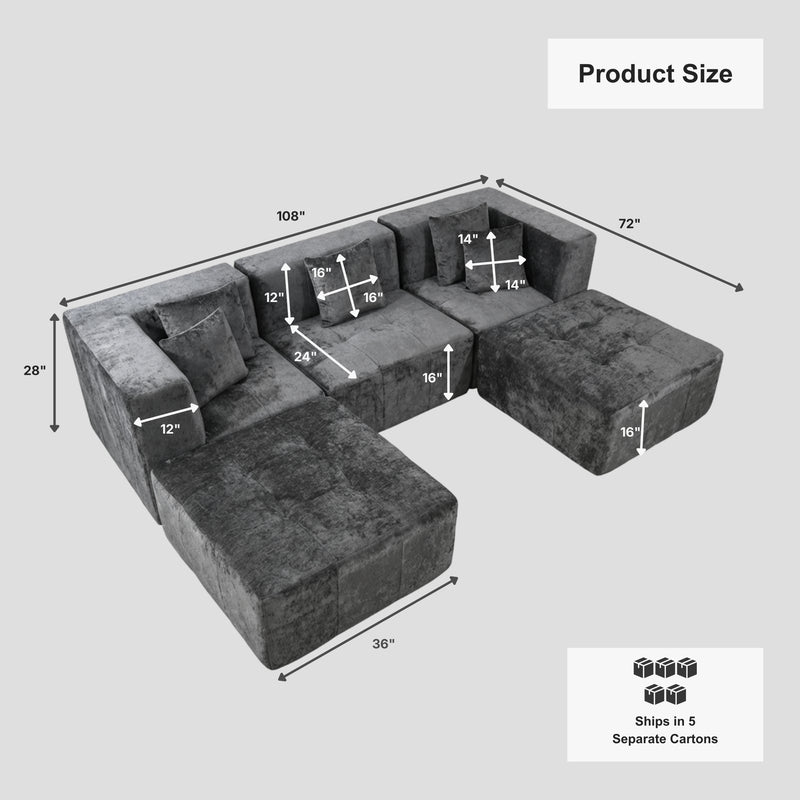 Boneless U-Shaped Sectional Sofa — Modular, No Assembly | Oak & Birch