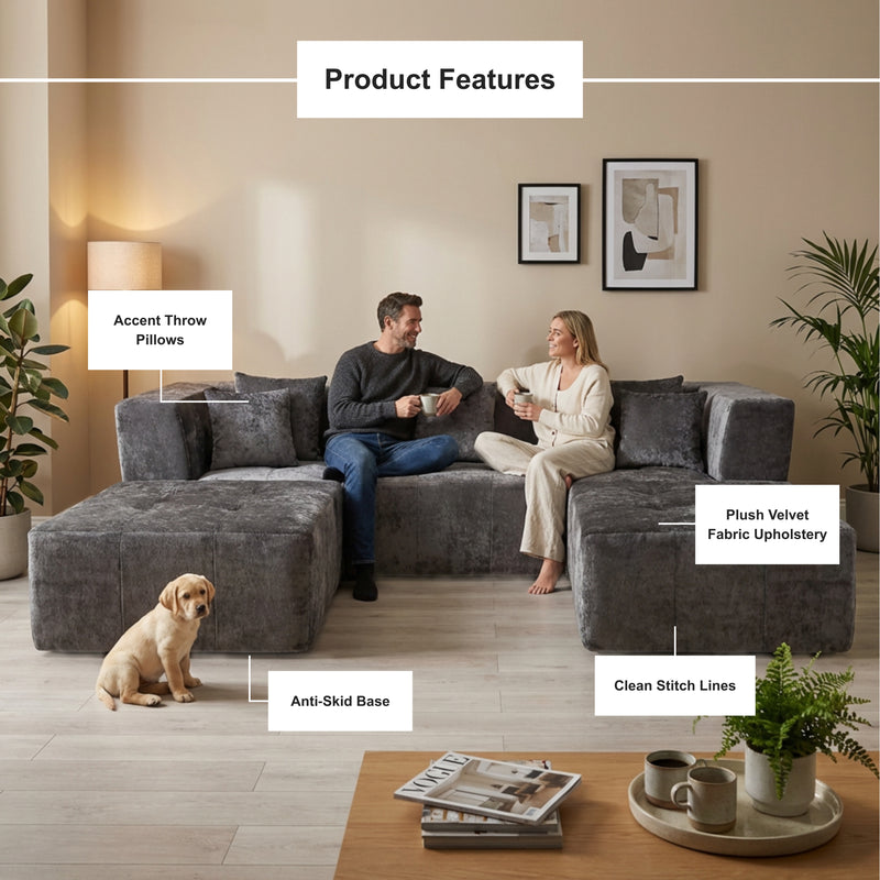 Boneless U-Shaped Sectional Sofa — Modular, No Assembly | Oak & Birch